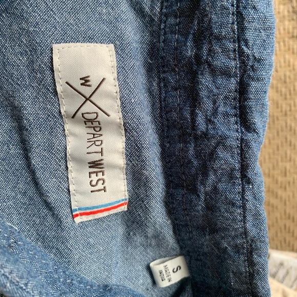 Depart West Split Blue Long Sleeve Button-Down Shirt - Picture 4 of 5